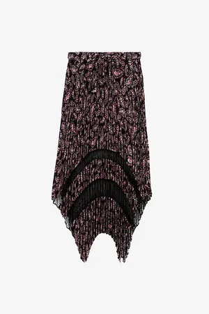 The Kooples Graphic-print Asymmetric-hem Woven Midi Skirt