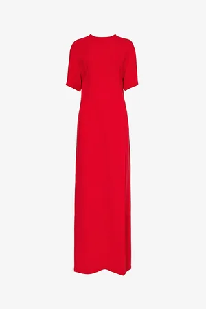 VALENTINO GARAVANI Round-neck Slim-fit Silk Maxi Dress