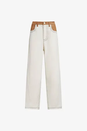Marni Two-tone Contrast-stitch Relaxed-fit Straight-leg Stretch-denim Jeans