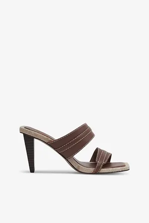 Reiss Ruby Contrast-stitch Leather Heeled Mules