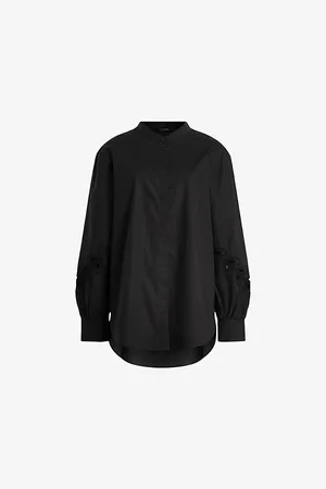 AllSaints Marcie Val Embroidered-sleeve Relaxed-fit Organic-cotton Shirt