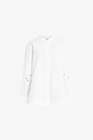 AllSaints Marcie Val Embroidered-sleeve Relaxed-fit Organic-cotton Shirt