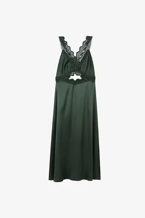 The Kooples Guipure Cut-out Waist Silk-satin Midi Dress