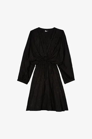 The Kooples Jacquard-print Elasticated-waist Silk Mini Dress
