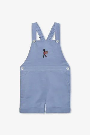 FrenchTrotters Atticus Guardsman-embroidered Linen-blend Dungarees 3-6 Months