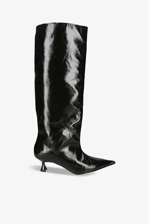 Ganni Slouchy Recycled Faux-leather Knee-high Boots