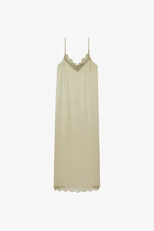 The Kooples Lace-trim Slip Satin Midi Dress