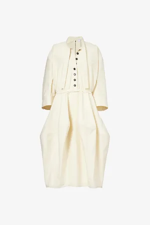 Bottega Veneta V-neck Flared-hem Cotton Midi Dress