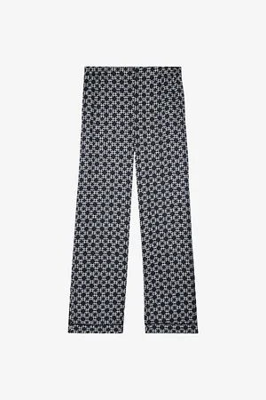 The Kooples Geometric-print Straight-leg Mid-rise Woven Trousers