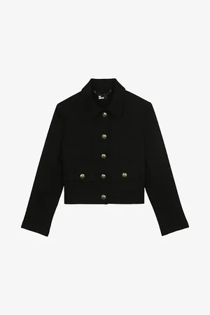 The Kooples Flap-pocket Tweed-textured Stretch-wool Jacket