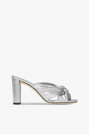 Jimmy Choo Avenue 85 Knot-embellished Leather Heeled Mules