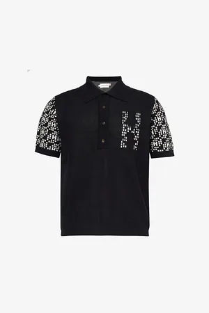 HONOR THE GIFT Contrast-pattern Short-sleeved Cotton-knit Polo Shirt