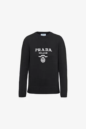 Prada Logo-intarsia Cashmere and Wool-blend Sweater