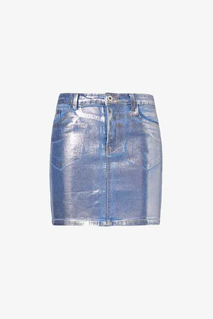 Amy Lynn Soho Metallic-finish Stretch-denim Mini Skirt