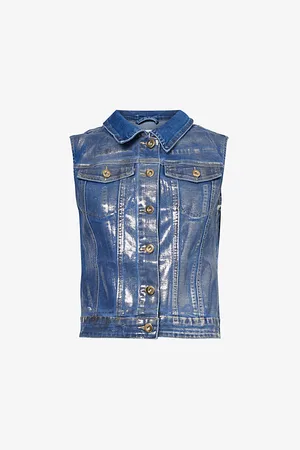 Amy Lynn Soho Metallic-finish Regular-fit Stretch-denim Gilet