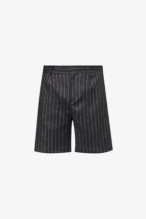 Represent Pinstriped Mid-rise Wool-blend Shorts