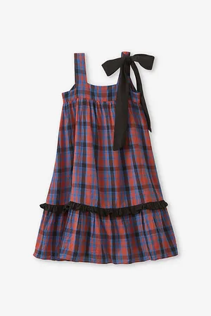 Caramel Peony Tartan Cotton Dress 3-12 Years