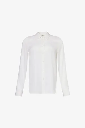Vince Curved-hem Slim-fit Silk-blend Shirt