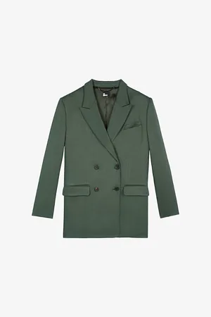 The Kooples Double-breasted Peak-lapel Linen-blend Blazer