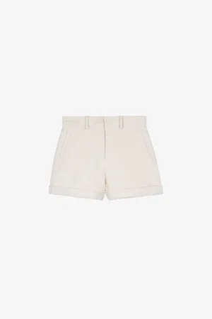 The Kooples Turn-up High-rise Cotton-blend Shorts