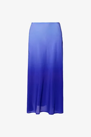 RIXO London Kelly Gradient-pattern Mid-rise Silk Midi Skirt