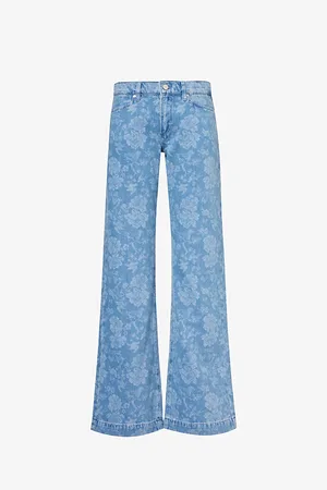 Paige Sonja Flared-leg Mid-rise Floral-print Stretch-denim Jeans