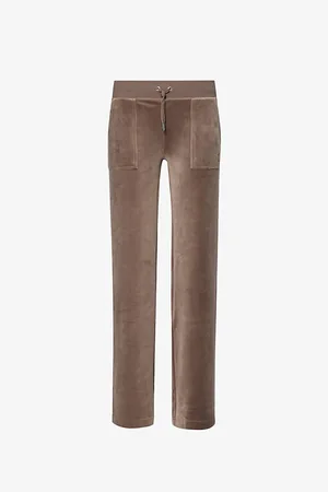 Juicy Couture Del Ray Patch-pocket Straight-leg Stretch-velour Jogging Bottoms