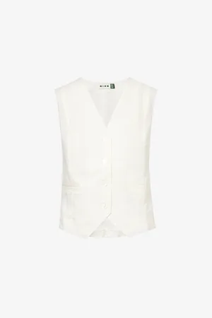 RIXO London Norah V-neck Cotton and Linen-blend Top