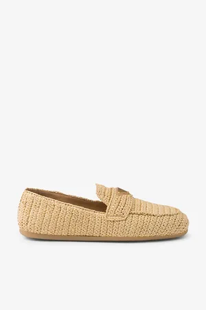 Prada Logo-plaque Slip-on Woven Loafers