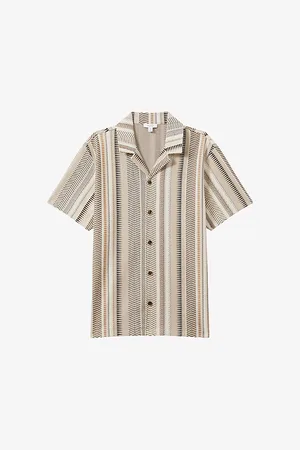 Reiss Archer Geometric-pattern Stretch-knit Shirt