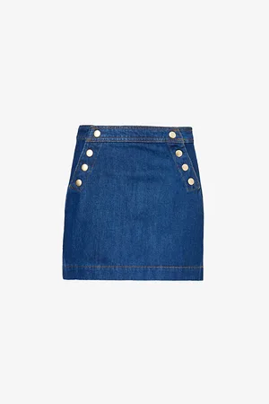 Frame Sailor Snap Recycled-denim Mini Skirt