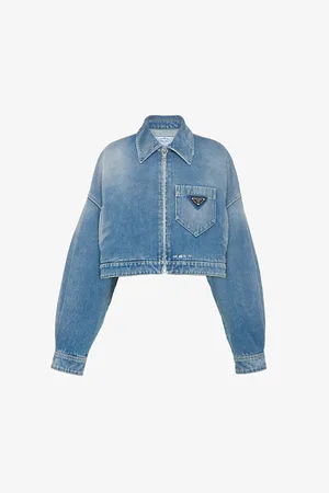 Prada Cropped Logo-plaque Denim Jacket