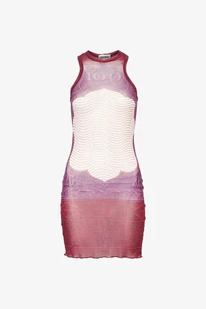 Jean Paul Gaultier Cartouche Abstract-pattern Sheer Mesh Mini Dress