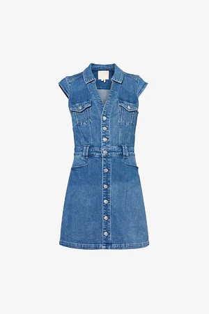 Paige Jaxsyn V-neck Stretch-denim Mini Dress