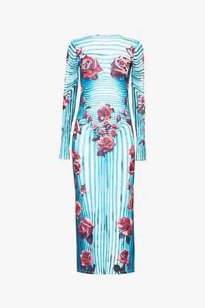 Jean Paul Gaultier Flower-print Slim-fit Stretch-woven Maxi Dress