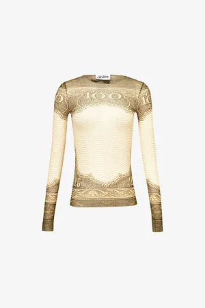 Jean Paul Gaultier Cartouche Money-print Mesh Top