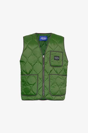 AWAKE NY Quilted-pattern V-neck Regular-fit Shell Gilet