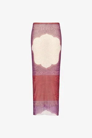 Jean Paul Gaultier Cartouche Money-print Mesh Maxi Skirt