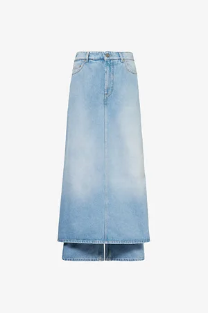 Jean Paul Gaultier Jeans Brand-patch Mid-rise Denim Maxi Skirt