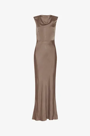 Whistles Cowl-neck Tie-back Satin Maxi Dress