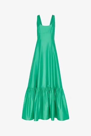 Whistles Scoop-neck Frilled-hem Taffeta Maxi Dress