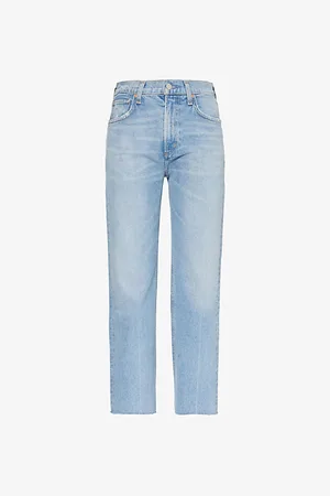 Citizens of Humanity Daphne Raw-hem Cropped Straight-hem High-rise Denim-blend Jeans