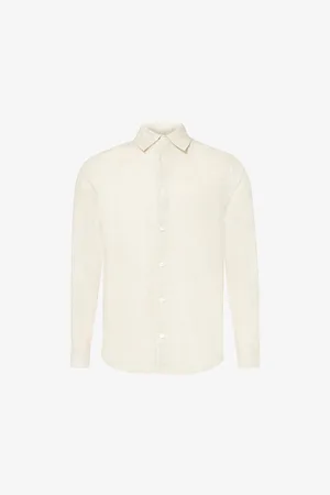 CHE Long-sleeved Curved-hem Linen Shirt