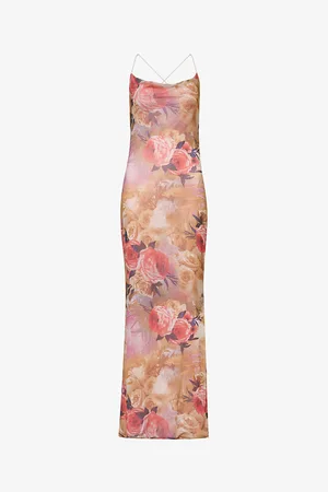 Gracejacob Elizabeth Rose Floral-print Mesh Maxi Dress
