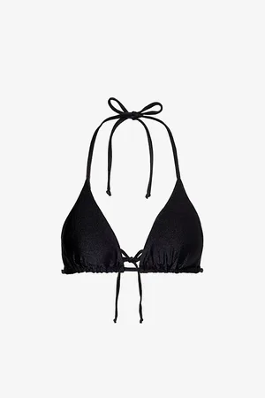Gracejacob Sable Shimmer Glitter-embellished Bikini Top
