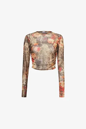 Gracejacob Gj Sienna Mesh Ls Crop Top