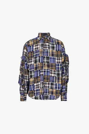 Who Decides War by Ev Bravado Plaid Patchwork Relaxed-fit Cotton Shirt