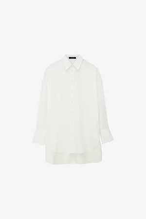 Joseph Curved-hem Long-sleeved Cotton Shirt