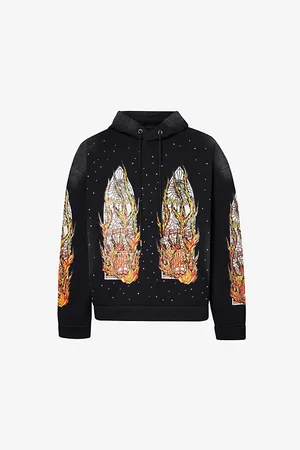 Who Decides War by Ev Bravado Flames Glass Graphic-print Cotton-jersey Hoody