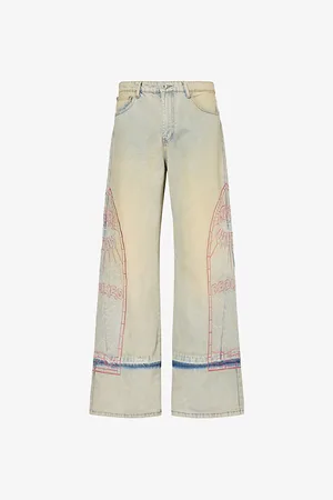 Who Decides War by Ev Bravado Motif-embroidered Brand-patch Regular-fit Jeans